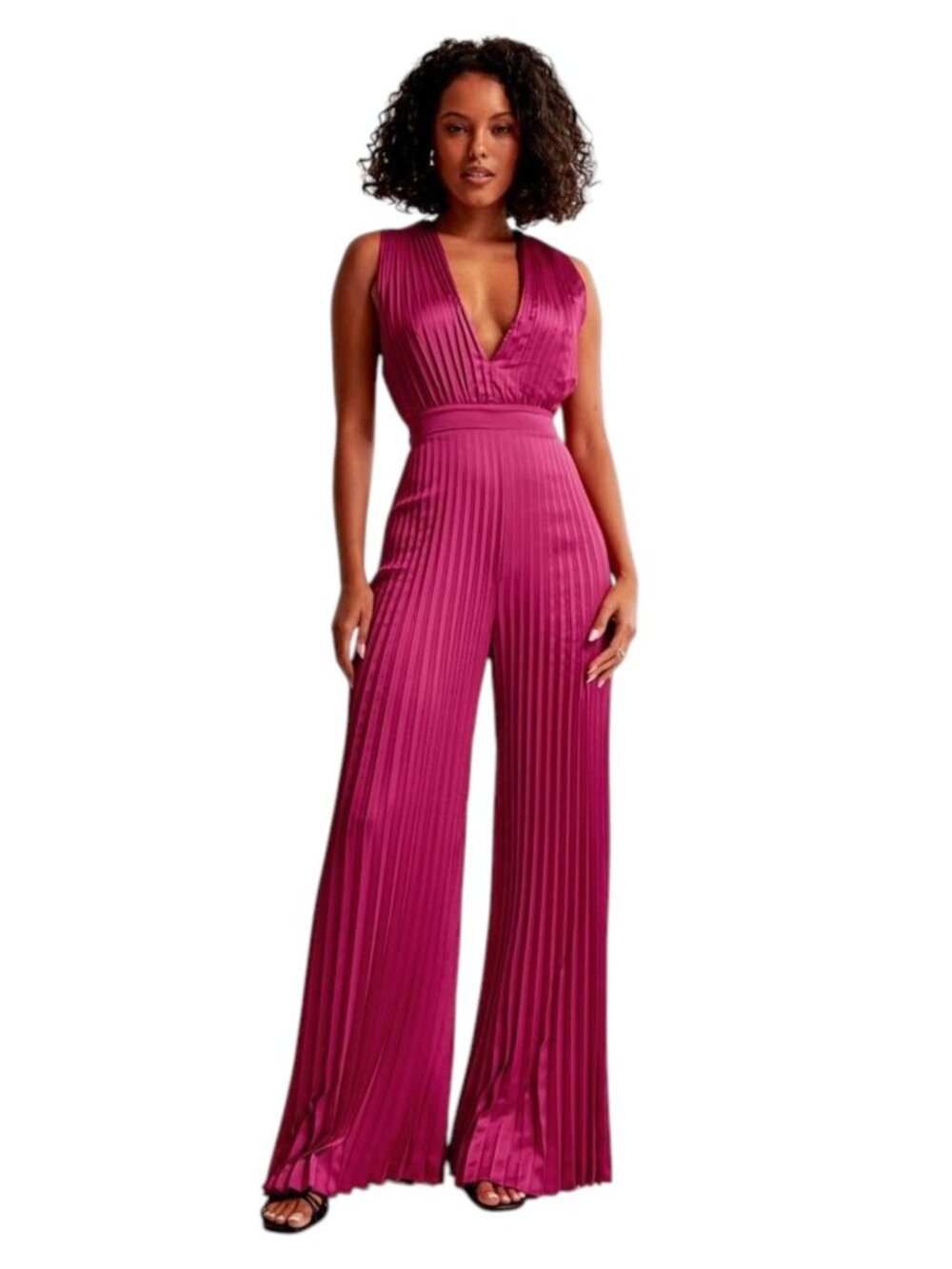 Abercrombie & Fitch Giselle Pleated Jumpsuit Berry Pink Size XS Party Cocktail